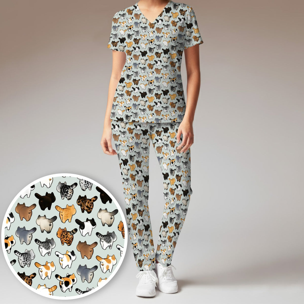 Cat Butt Nurse Scrub Set