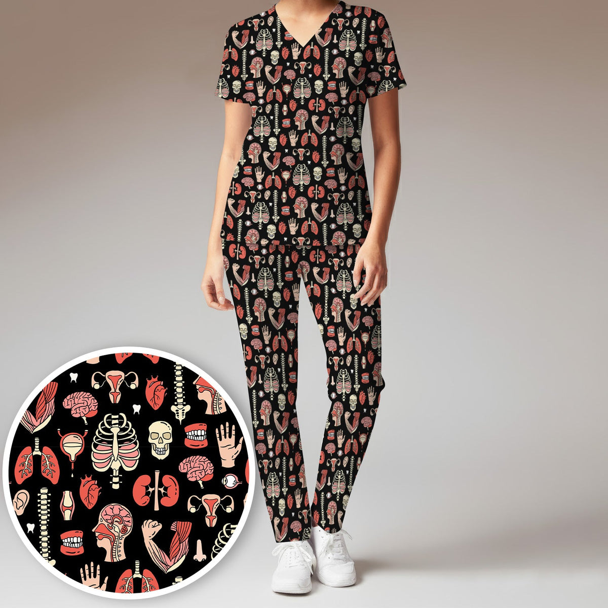 Human Anatomy Body Parts Nurse Scrub Set