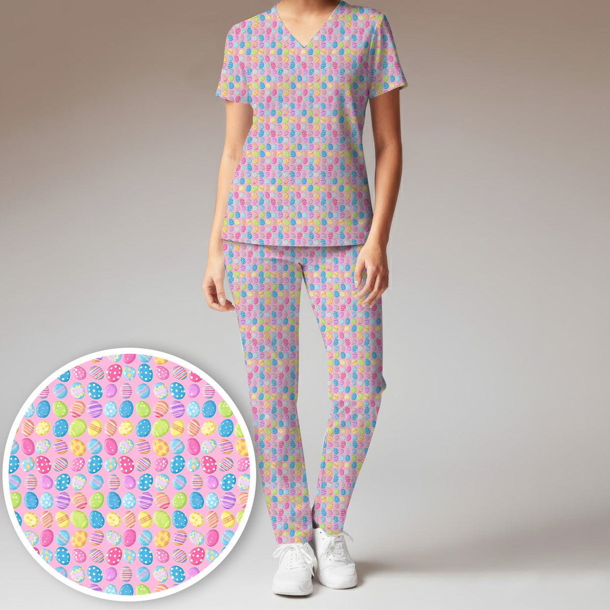 Colorful Easter Eggs Nurse Scrub Set