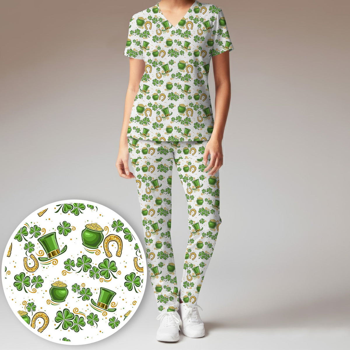 St Patrick Shamrock Nurse Scrub Set