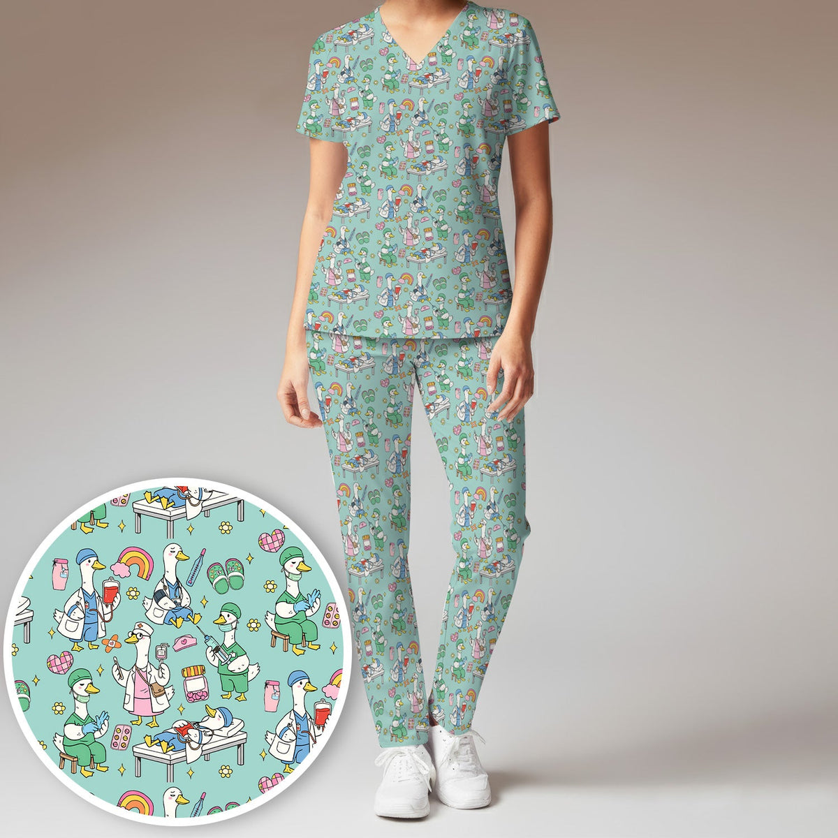Duck Medical Doodle Nurse Scrub Set