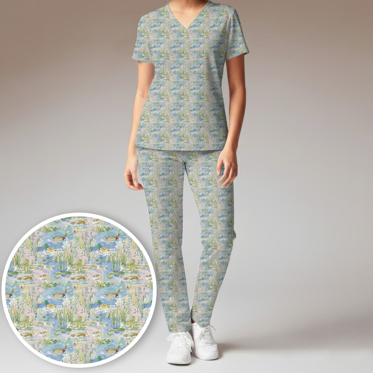 Ducks In Pond Nurse Scrub Set