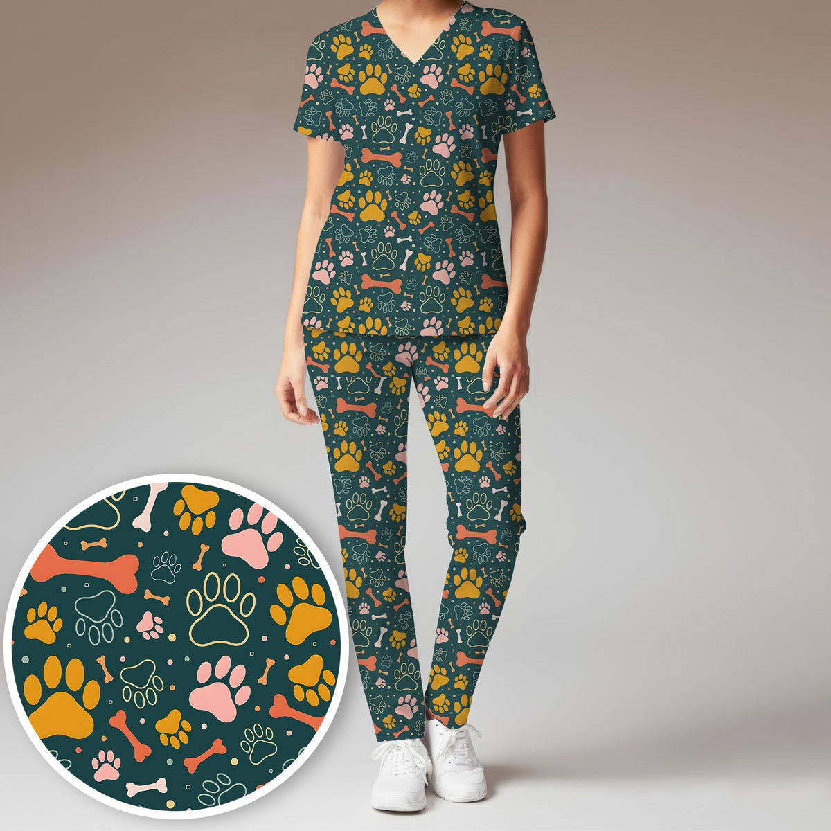 Paw Print Dog Nurse Scrub Set