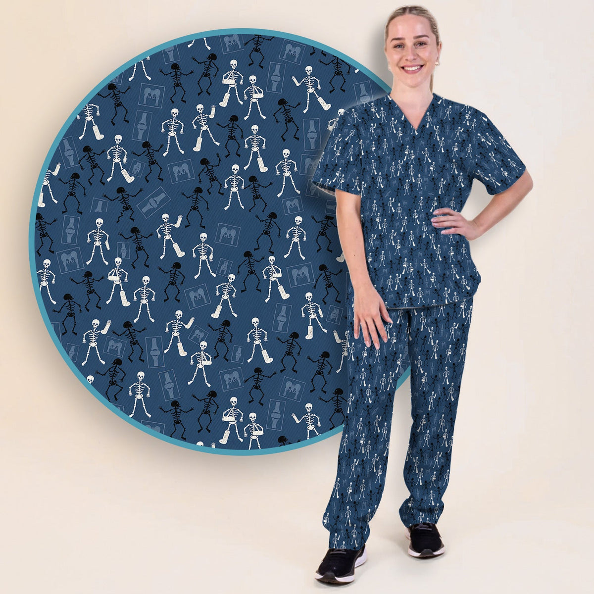 Orthopedic Skeleton Nurse Scrub Set - Halloween Gift