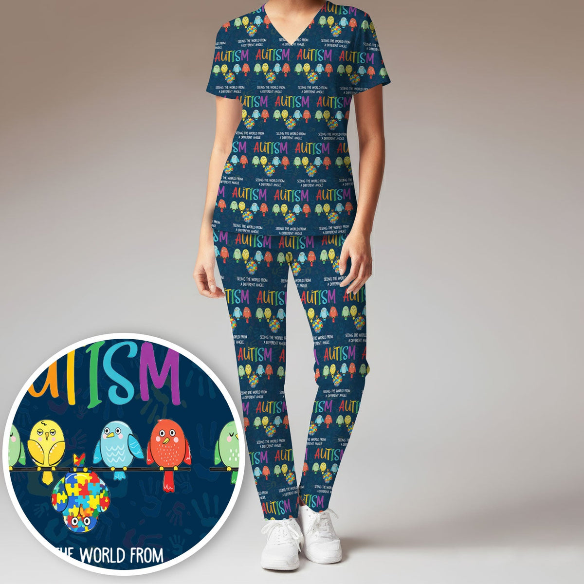 Autism Seeing The World From A Different Angle Nurse Scrub Set
