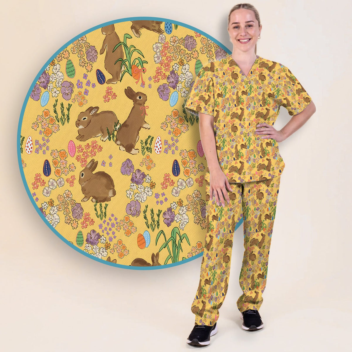 Easter Bunny Nurse Scrub Set