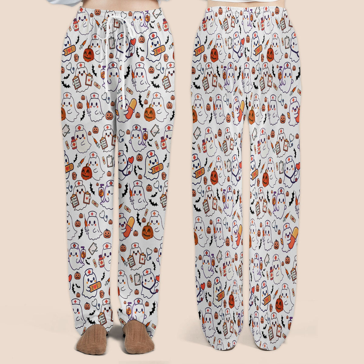 Pumpkin Ghost Nurse Scrub Set - Halloween Gift