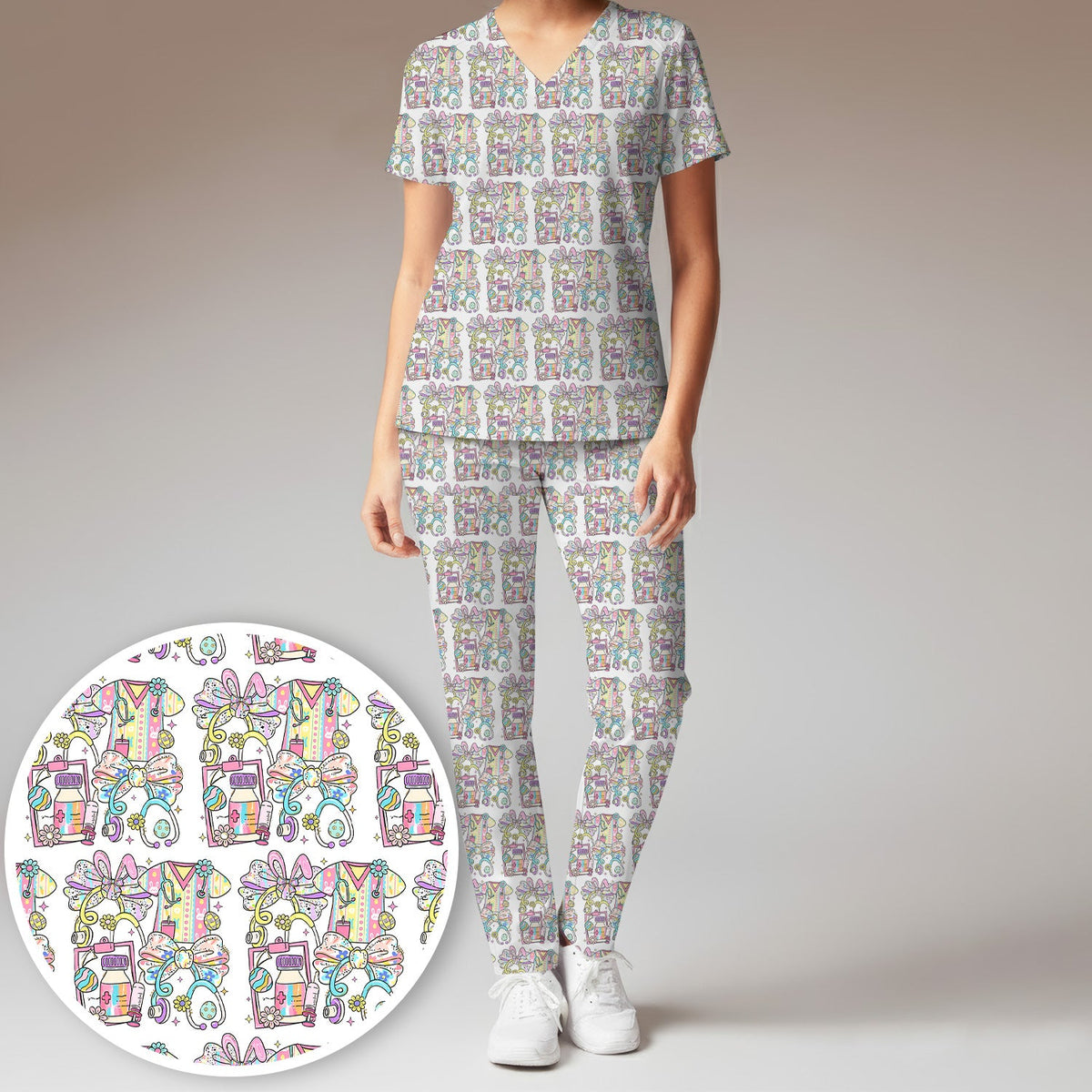 Colorful Nurse Supplies Scrub Set
