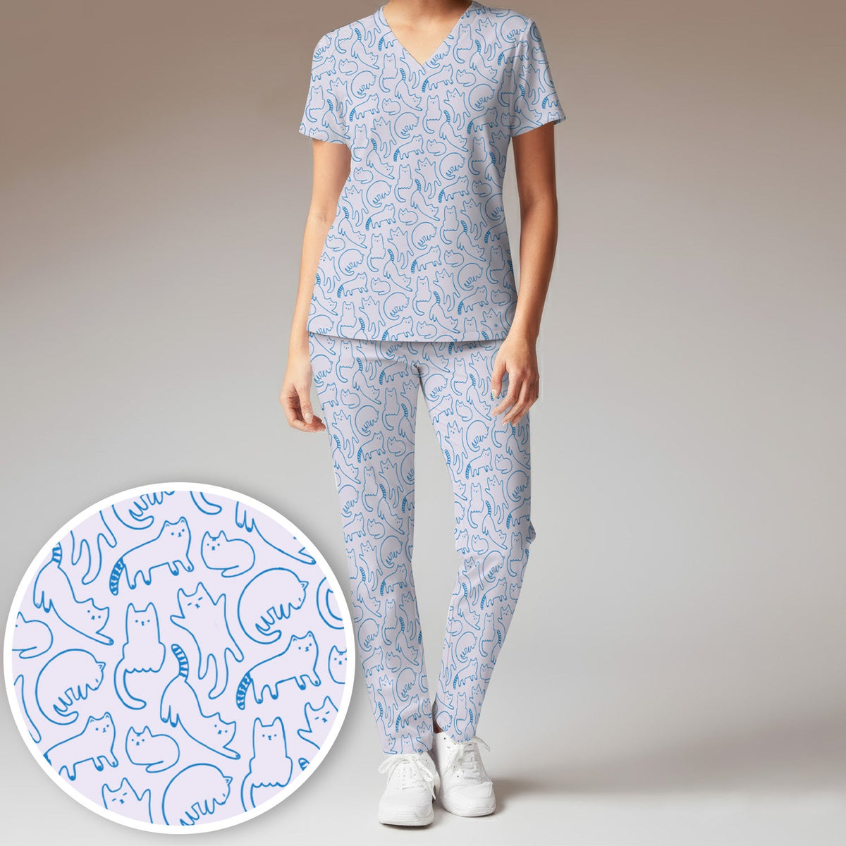 Artistic Cat Nurse Scrub Set