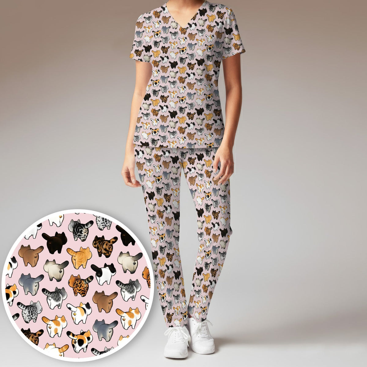 Cat Butt Nurse Scrub Set