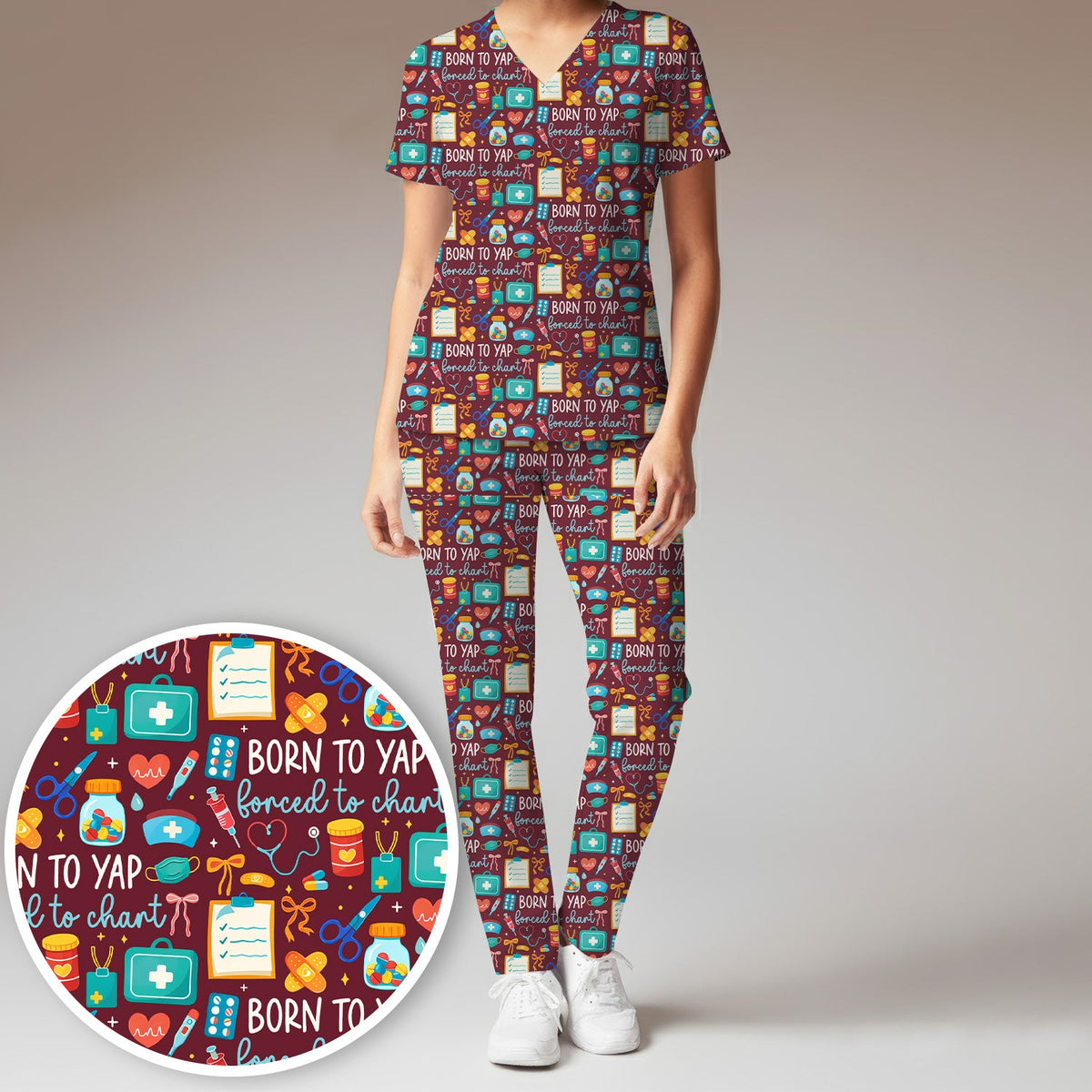 Born To Yap Medical Tools Nurse Scrub Set