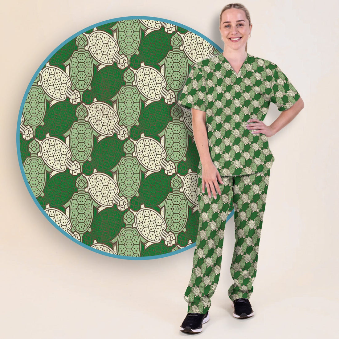 Green Sea Turtle Shell Nurse Scrub Set