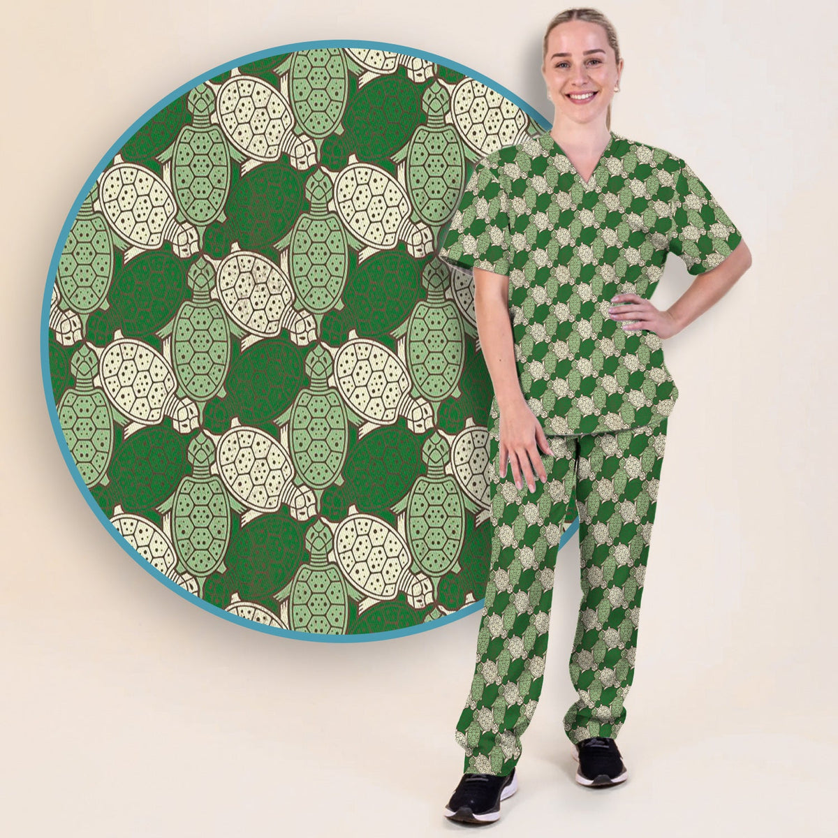 Green Sea Turtle Shell Nurse Scrub Set