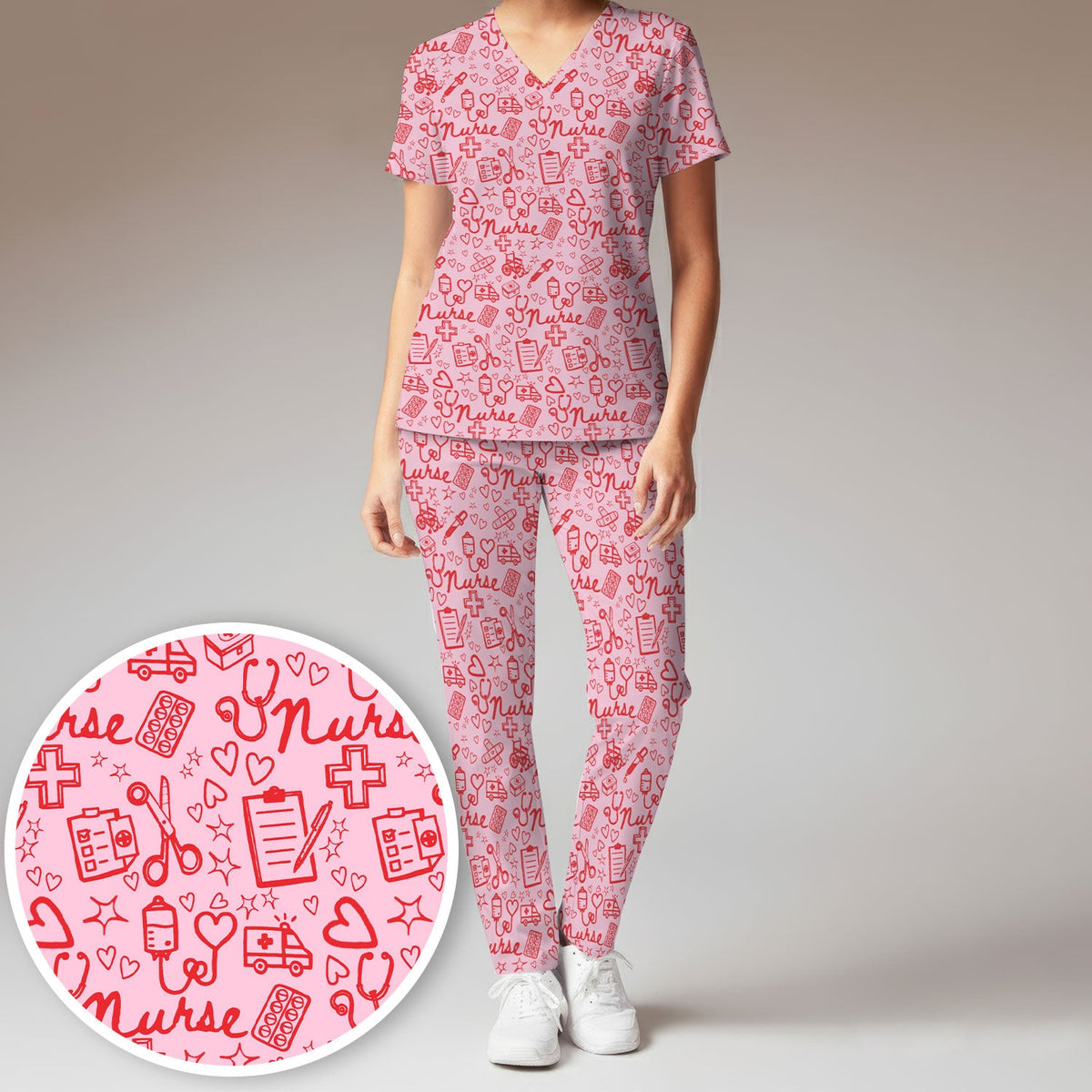 Heart Medical Nurse Scrub Set