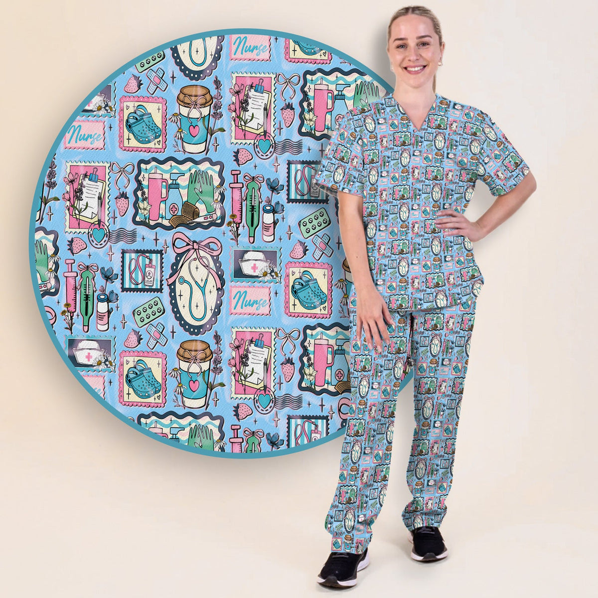 Stethoscope Syringe Frame Nurse Scrub Set