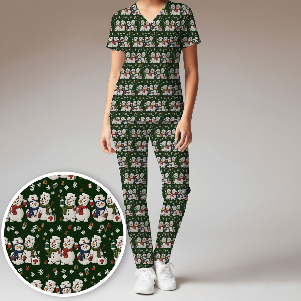 Snowman Nurse Scrub Set - Christmas Gift