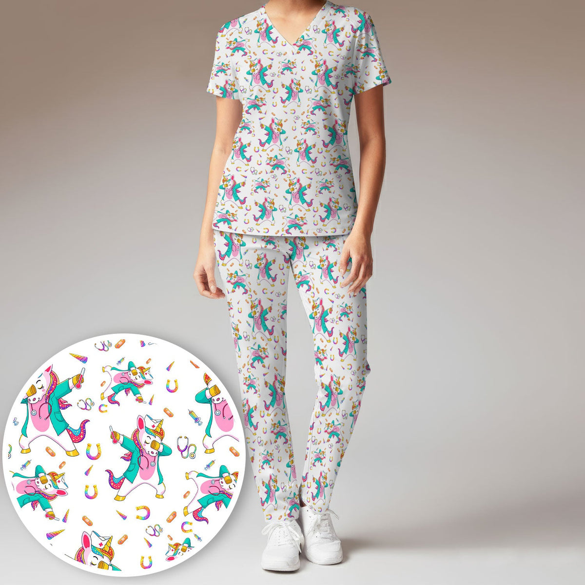 Unicorn Dance Nurse Scrub Set