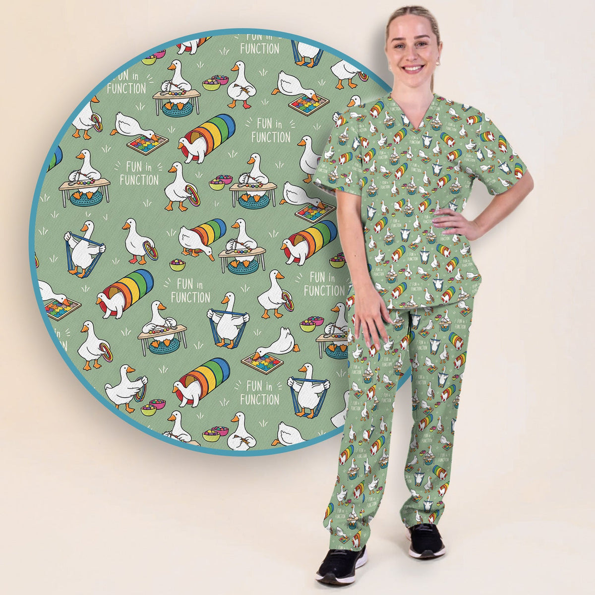 Fun In Function Occupational Therapy Duck Nurse Scrub Set