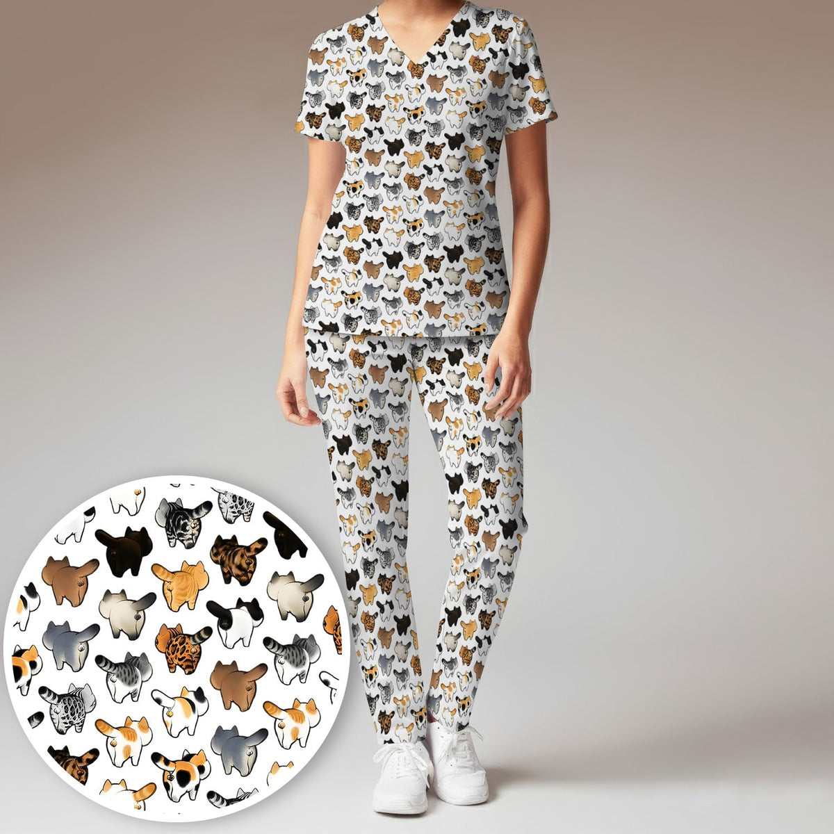 Cat Butt Nurse Scrub Set
