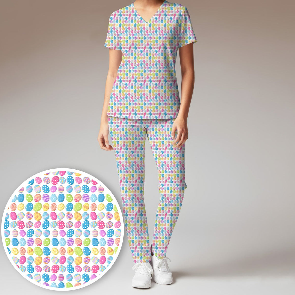 Colorful Easter Eggs Nurse Scrub Set