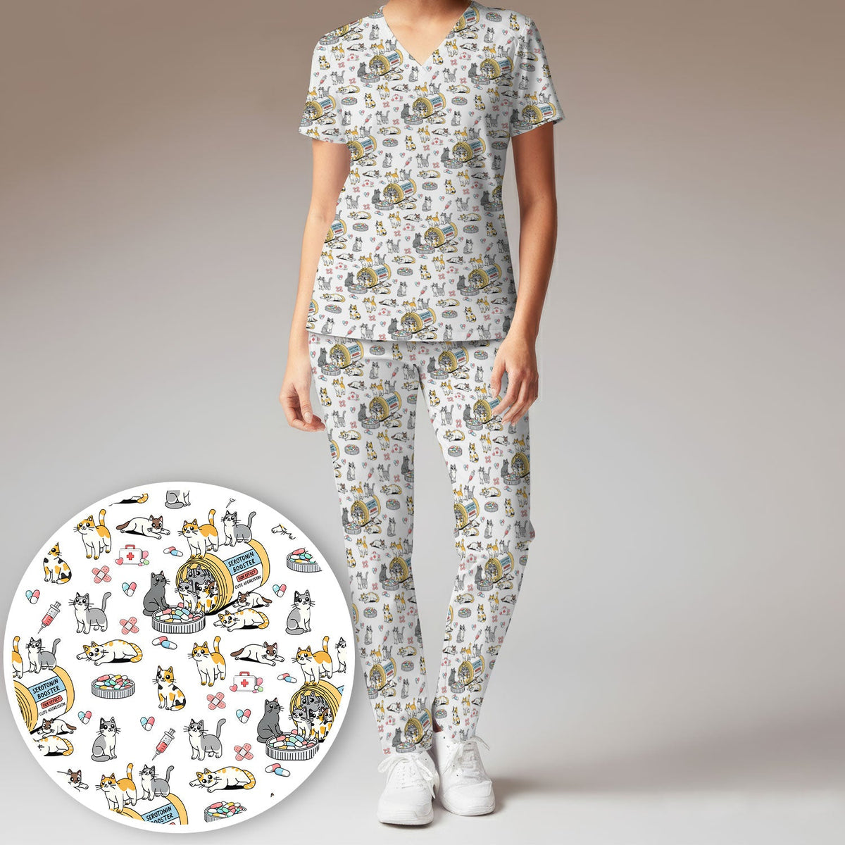 Cat Serotonin Booster Nurse Scrub Set