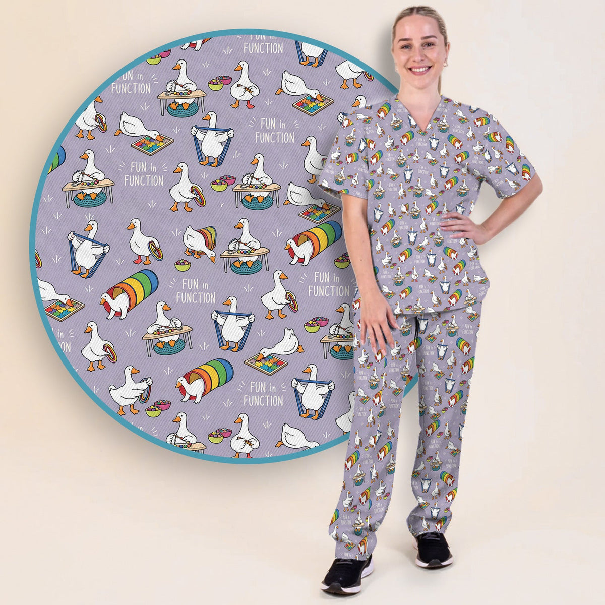 Fun In Function Occupational Therapy Duck Nurse Scrub Set