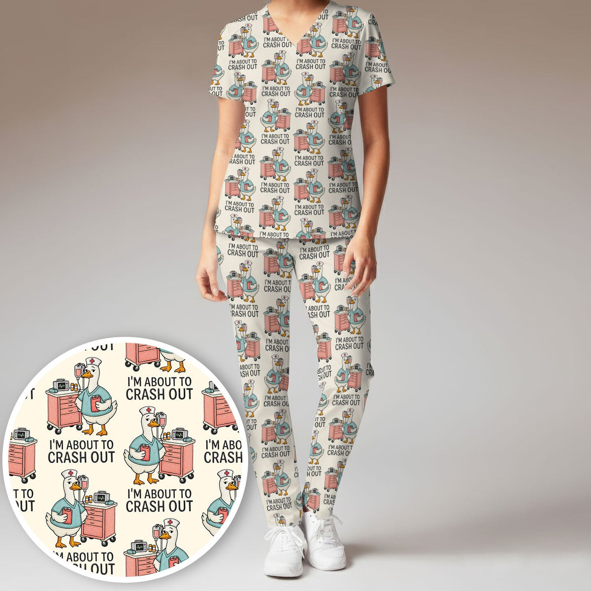 Goose Crash Out Nurse Scrub Set