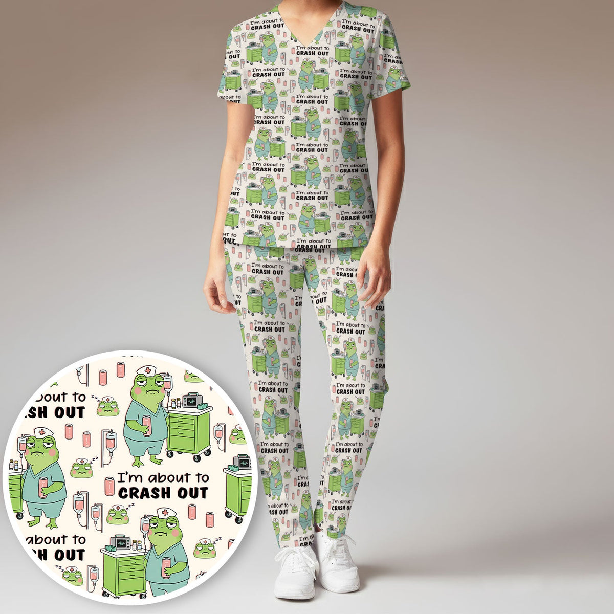 Crash Out Frog Nurse Scrub Set