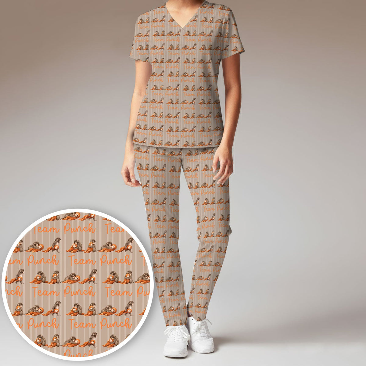 Monkey Team Punch Nurse Scrub Set