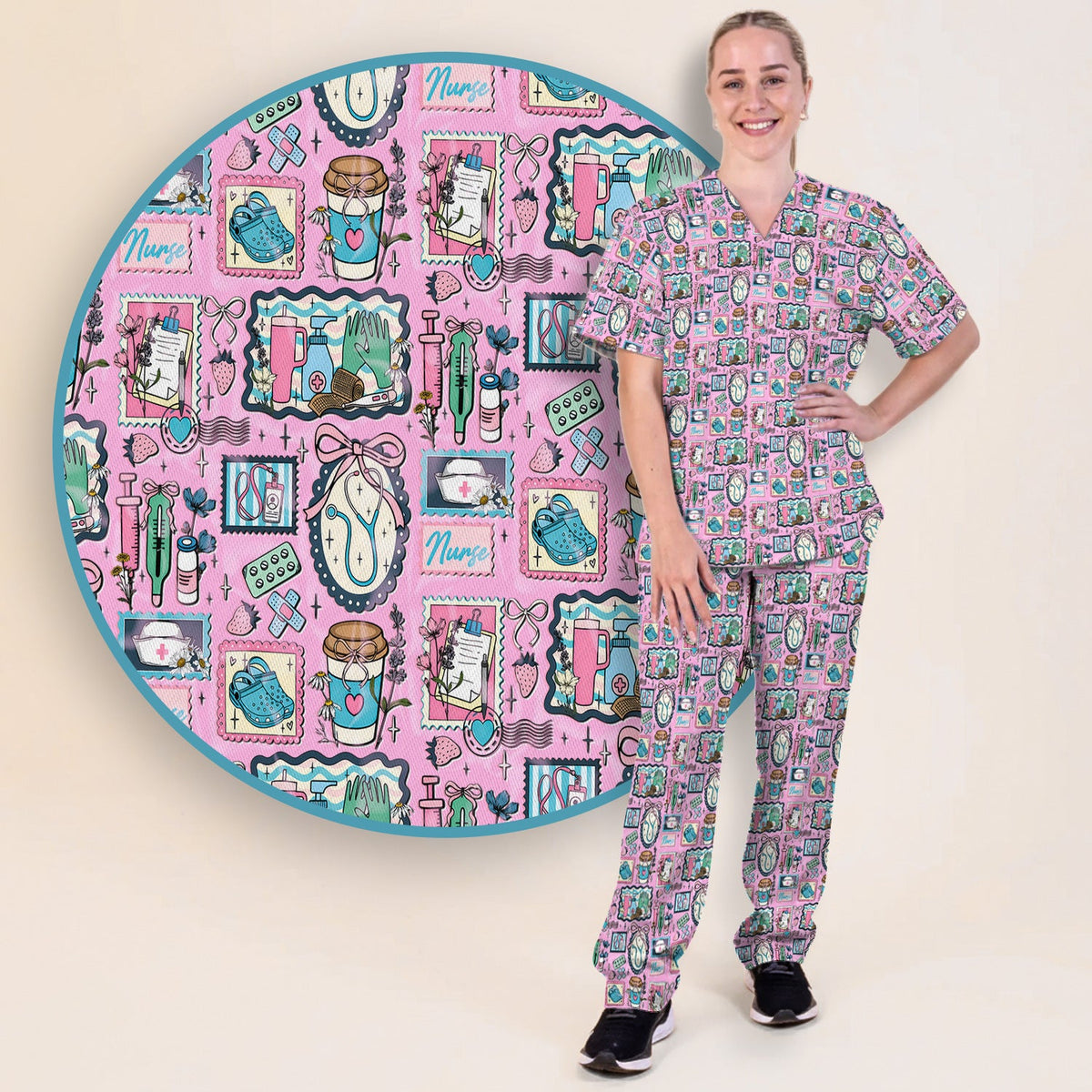 Stethoscope Syringe Frame Nurse Scrub Set