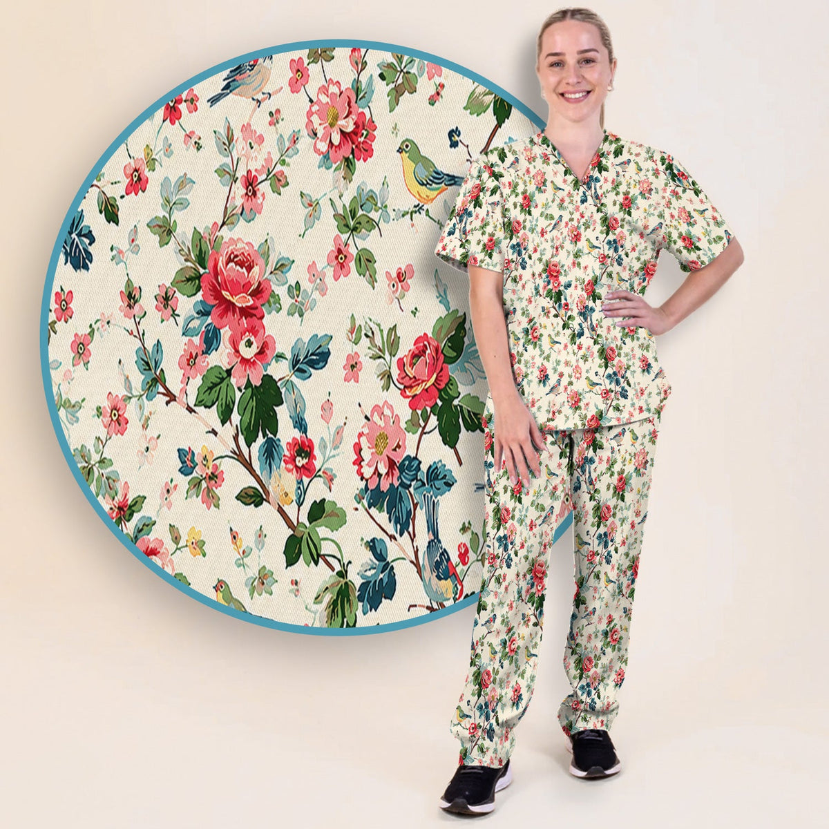 Songbird Rose Garden Nurse Scrub Set