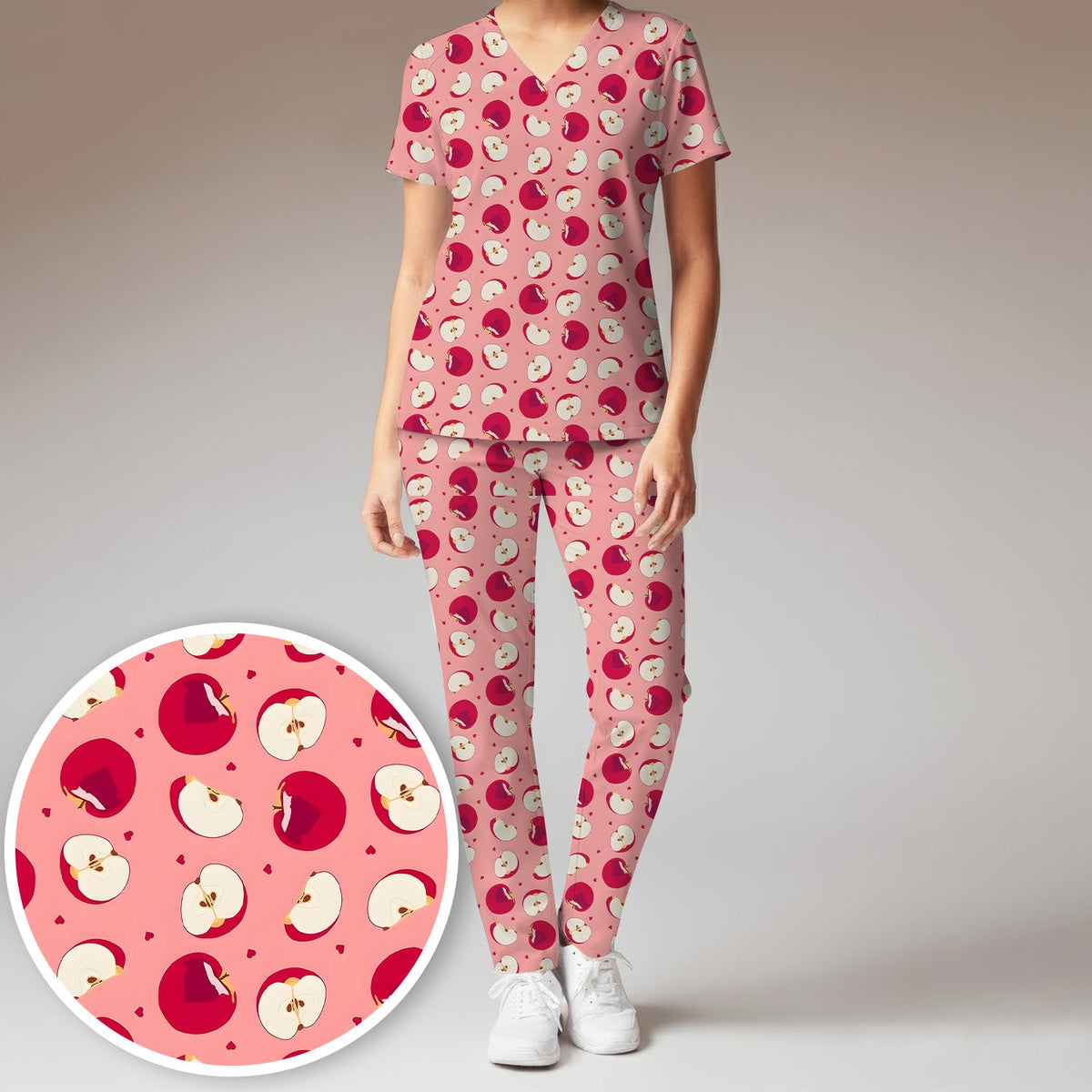 Red Apple Nurse Scrub Set
