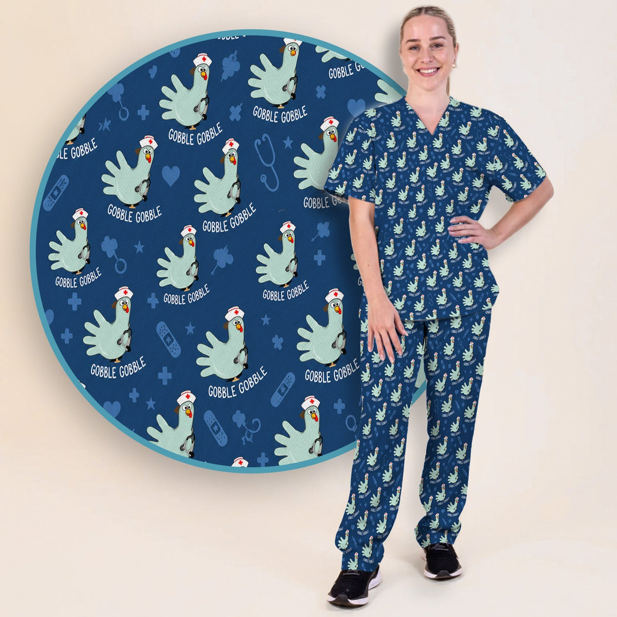 Gobble Gobble Turkey Nurse Scrub Set
