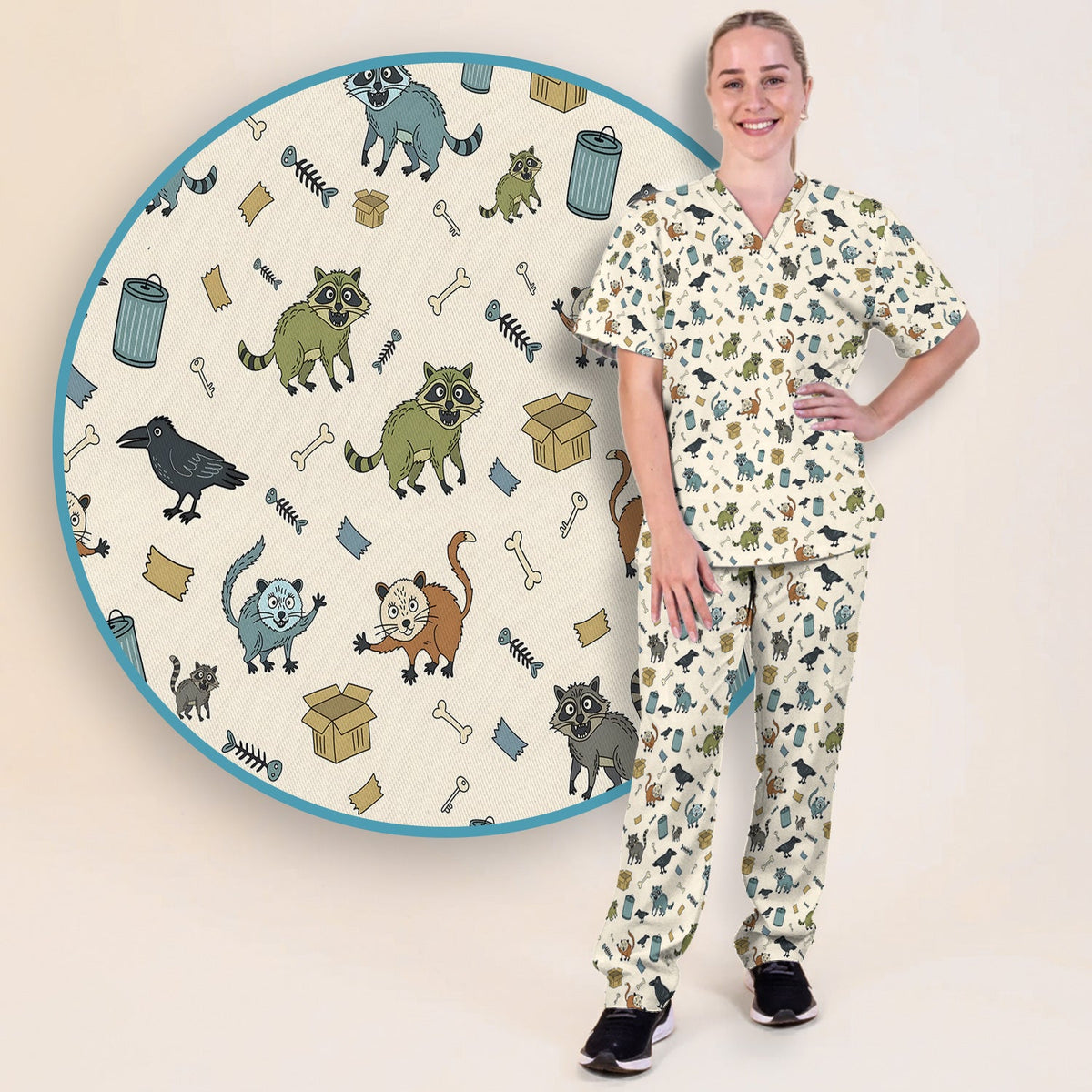 Trash Raccoon Nurse Scrub Set
