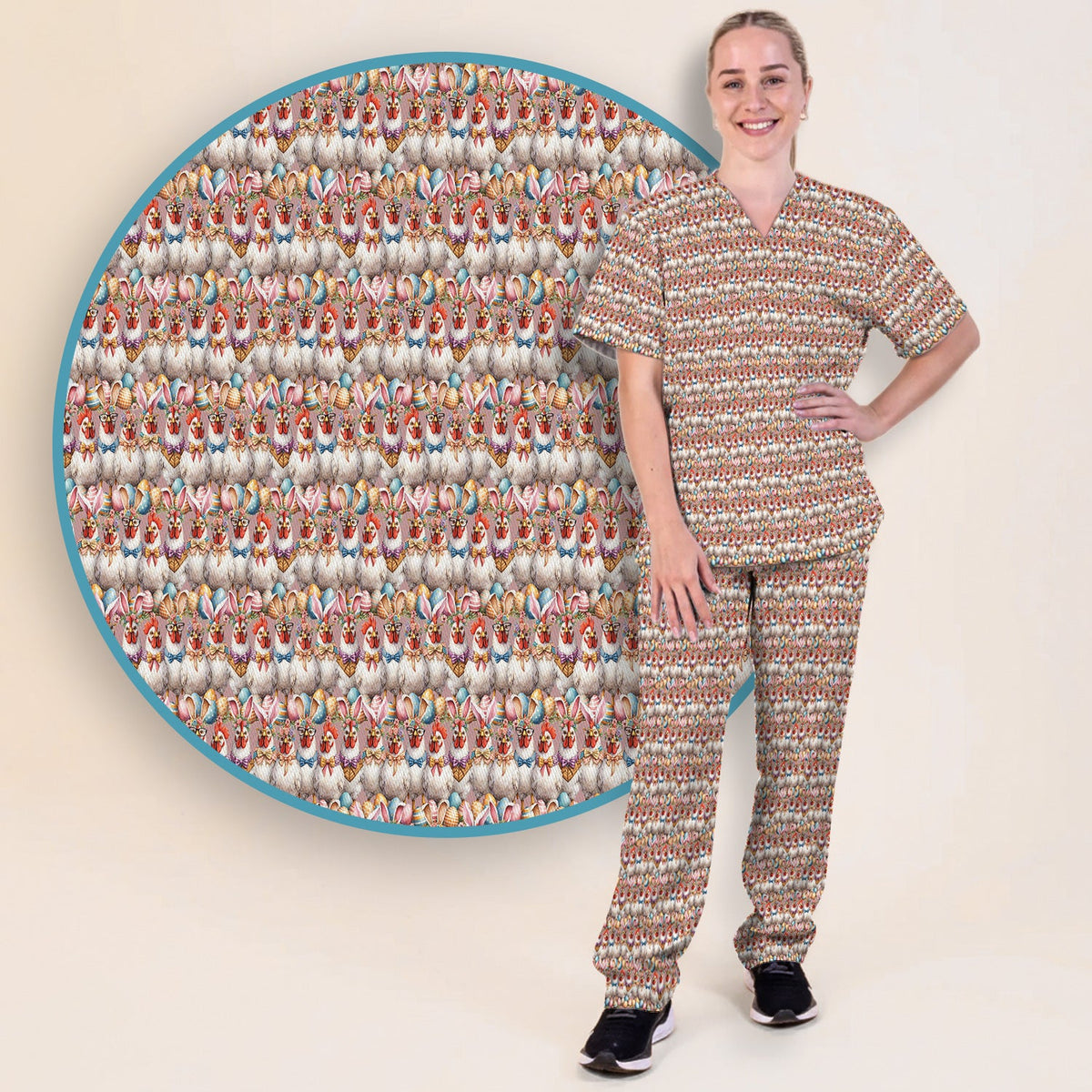 Bunny Chicken Nurse Scrub Set - Easter Gift