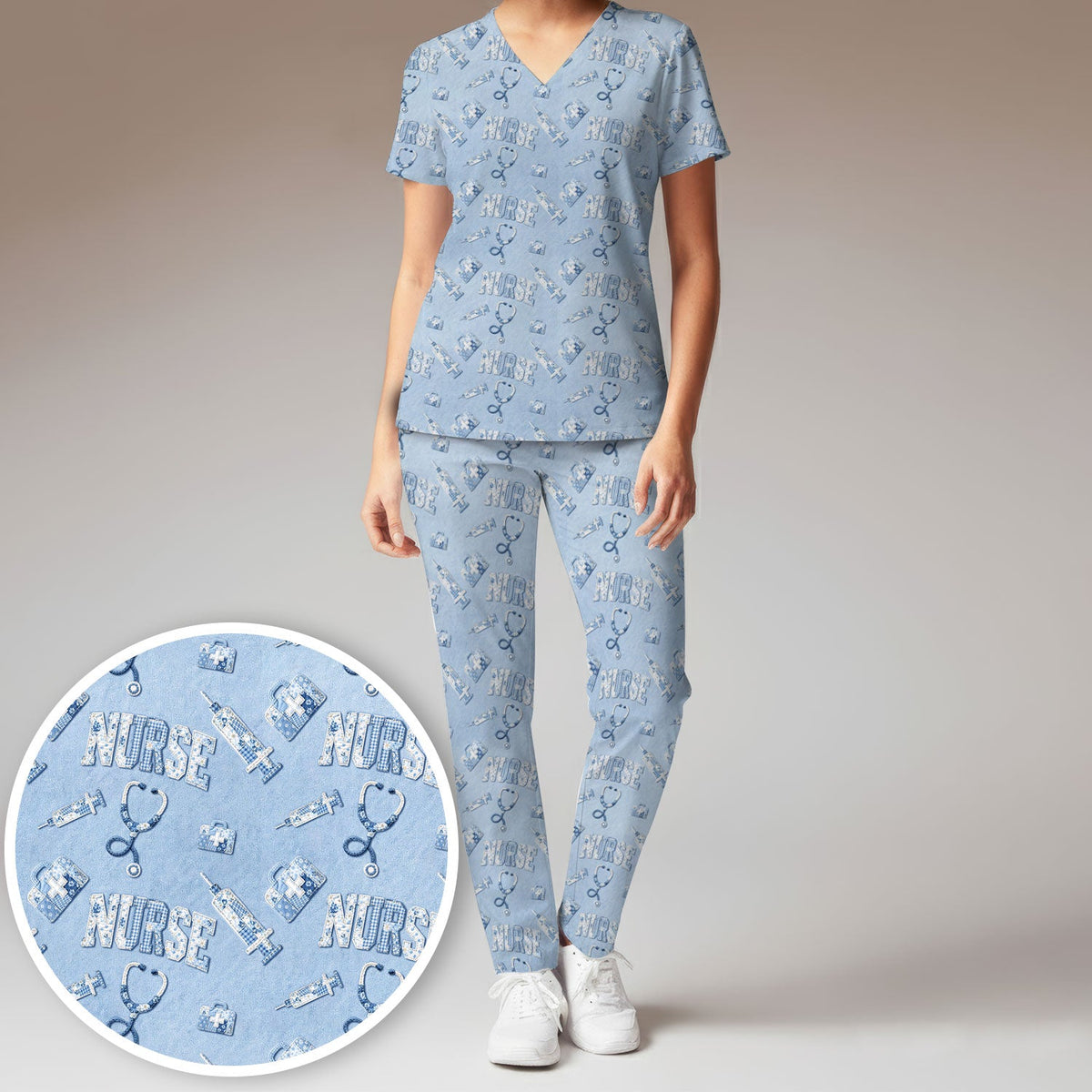 Blue Nurse Medical Scrub Set
