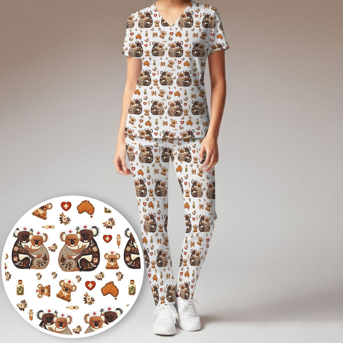 Koala Nurse Scrub Set - Valentines Day Gift
