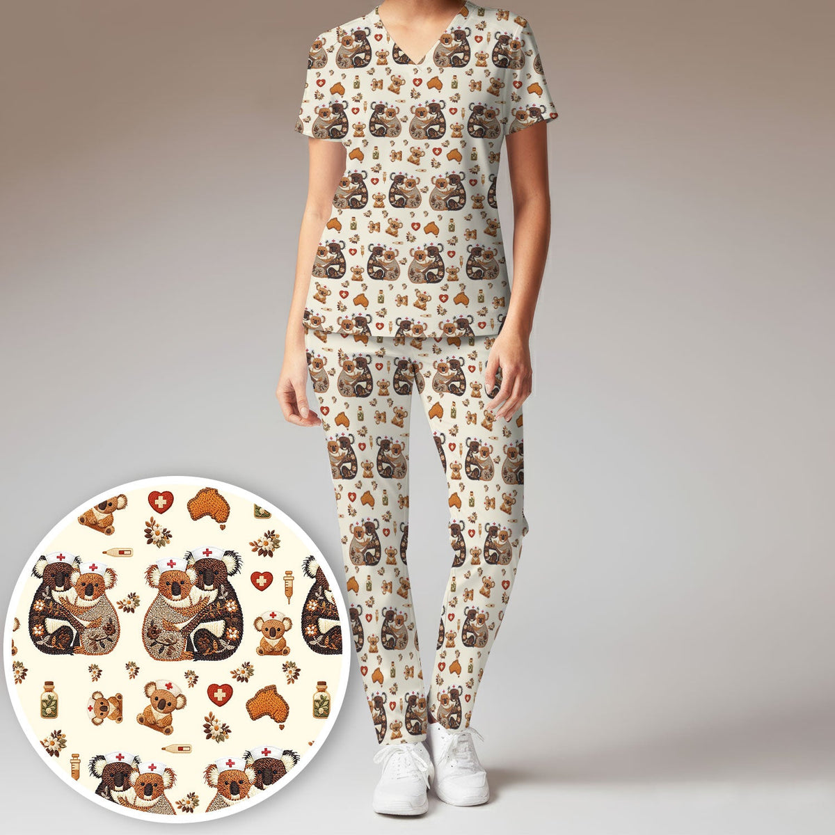 Koala Nurse Scrub Set - Valentines Day Gift