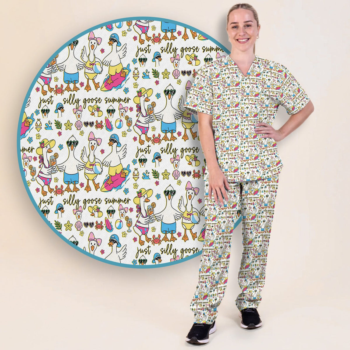 Silly Goose Summer Nurse Scrub Set