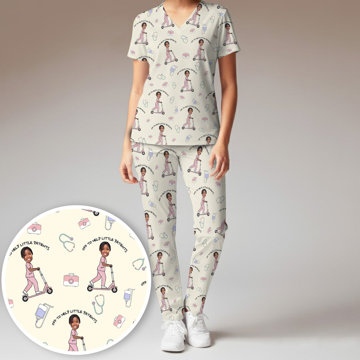 Personalized Pediatric Nurse Scooter Face Scrub Set