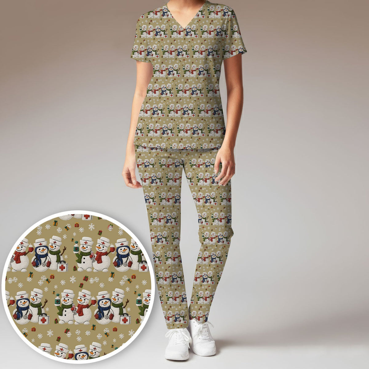 Snowman Nurse Scrub Set - Christmas Gift