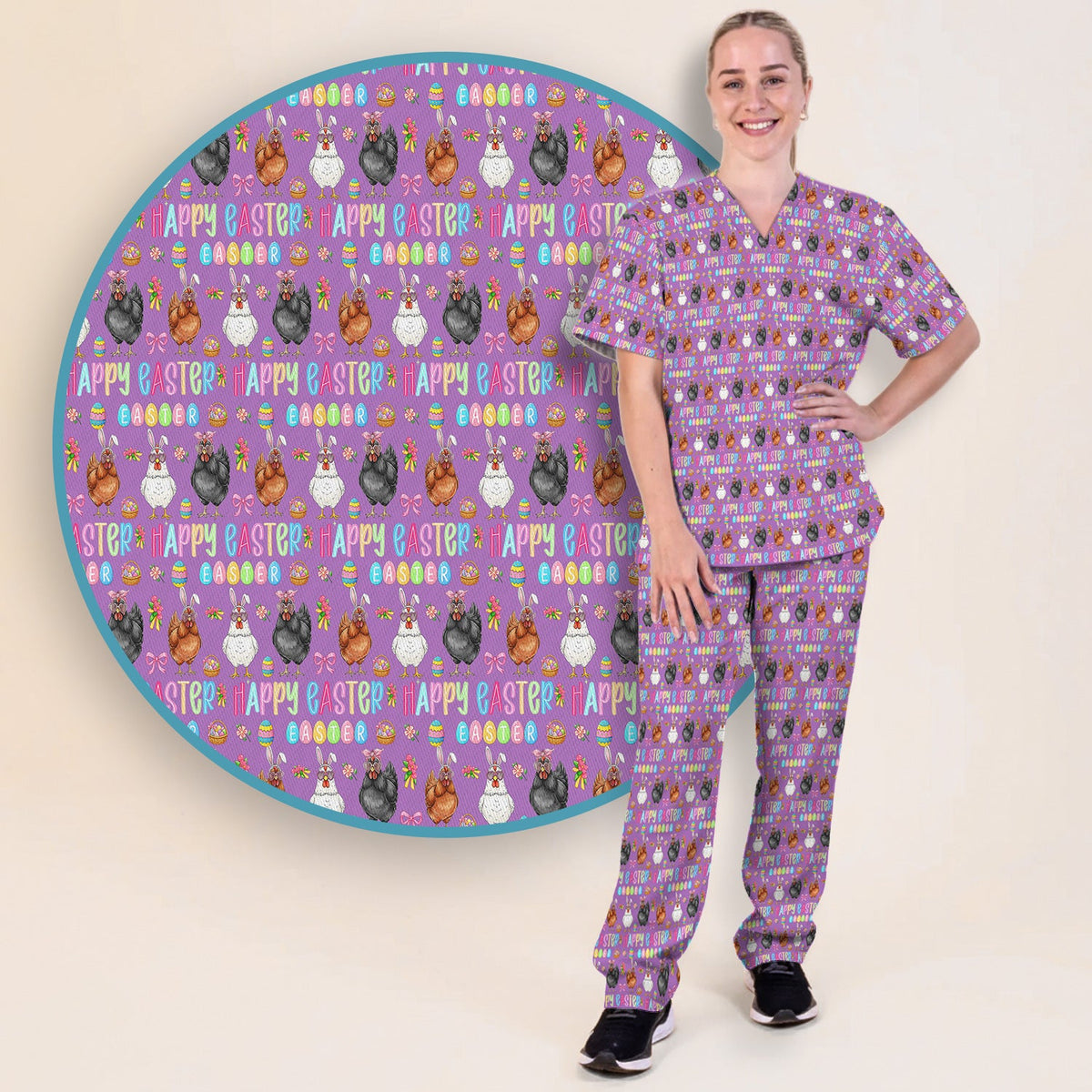 Bunny Eggs Nurse Scrub Sets - Easter Gift