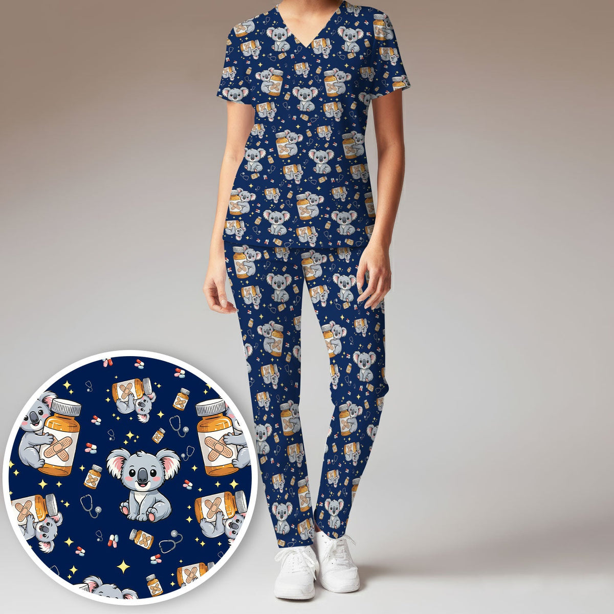 Koala Bandage Medicine Nurse Scrub Set