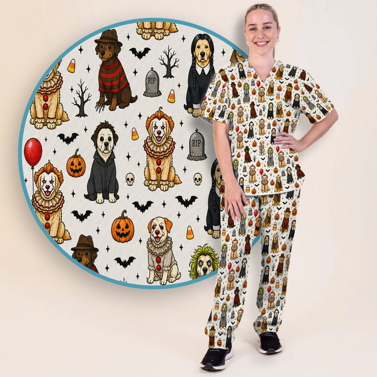 Halloween Dog Nurse Scrub Set