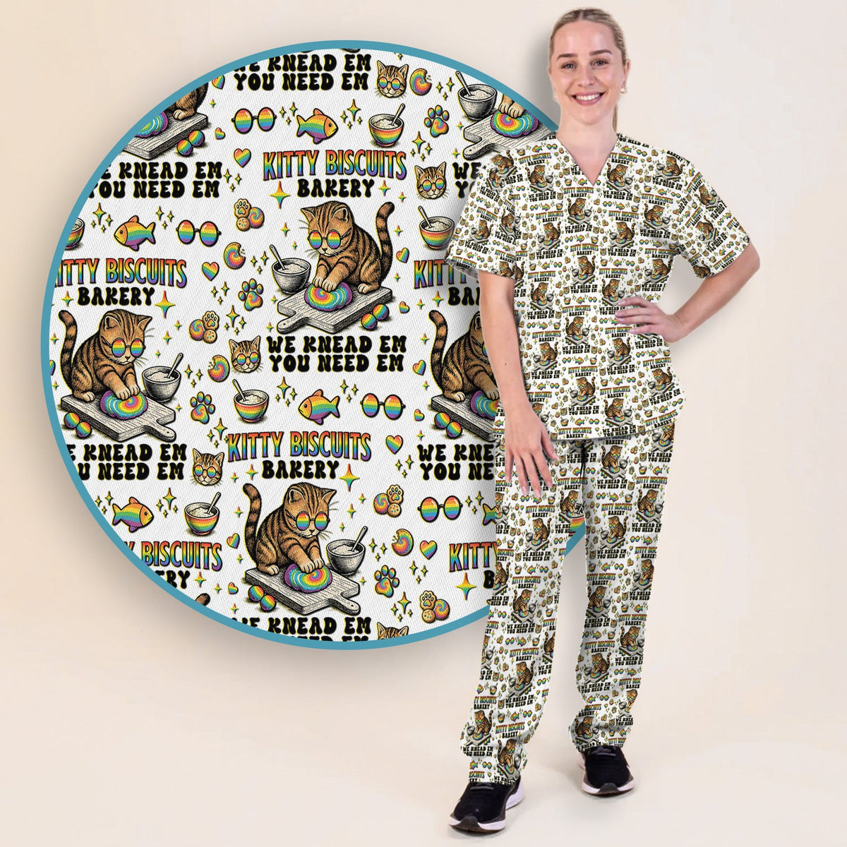 Pride Nurse Cat Baking Scrub Set