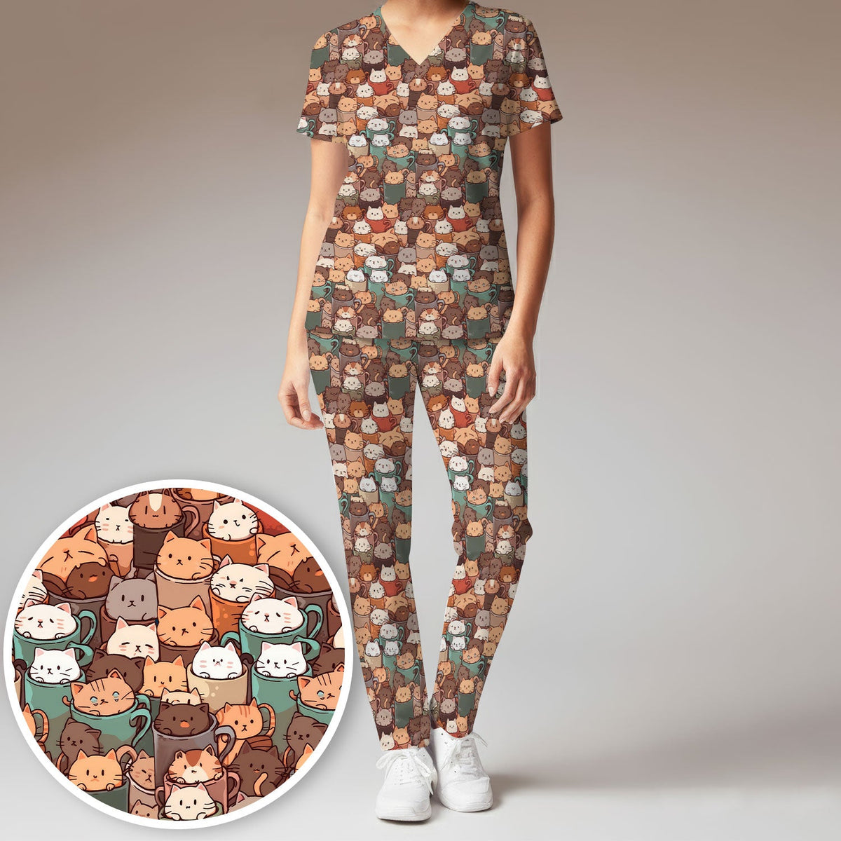 Kittens in Mug Nurse Scrub Set