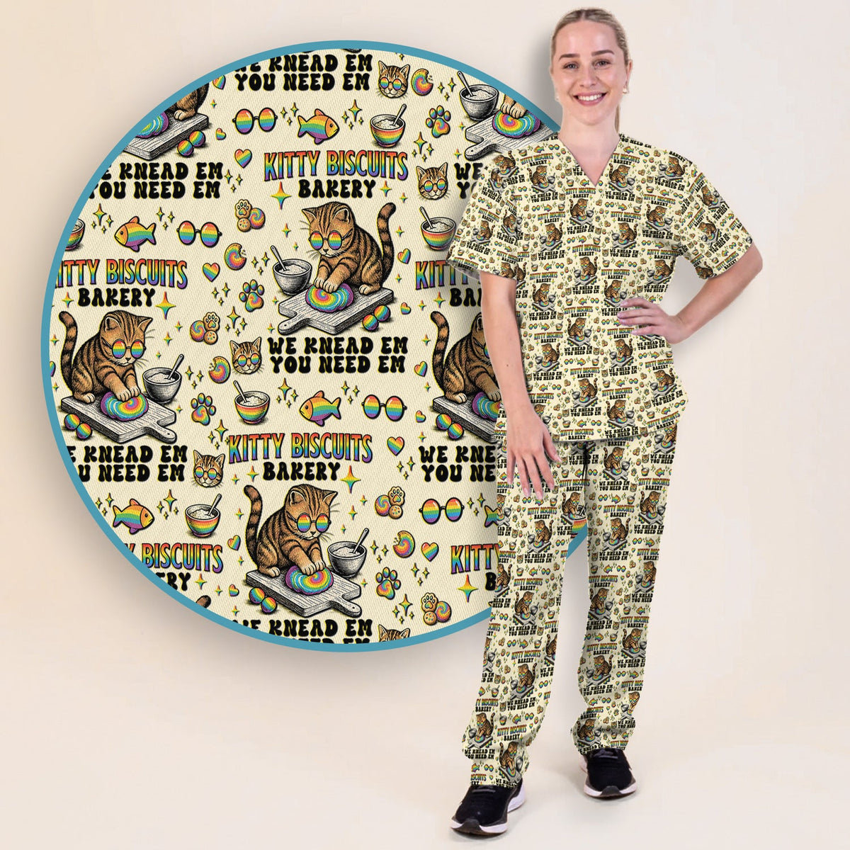 Pride Nurse Cat Baking Scrub Set