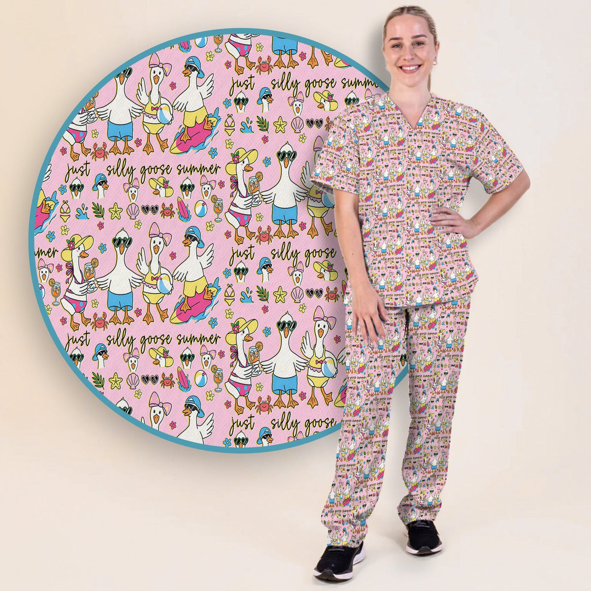 Silly Goose Summer Nurse Scrub Set