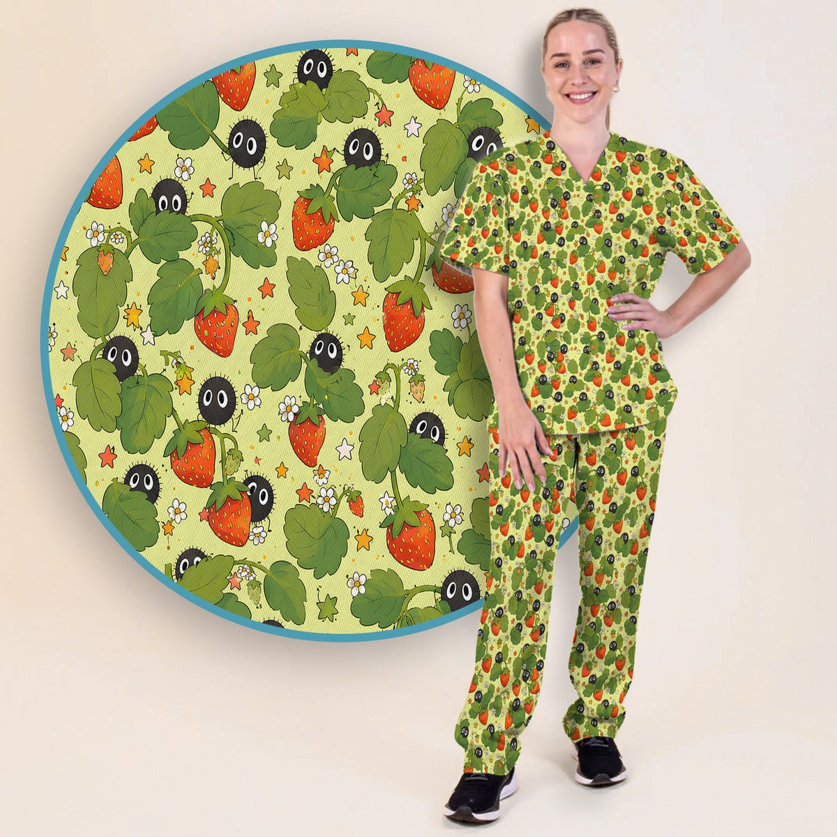 Strawberry Soot Sprite Nurse Scrub Set