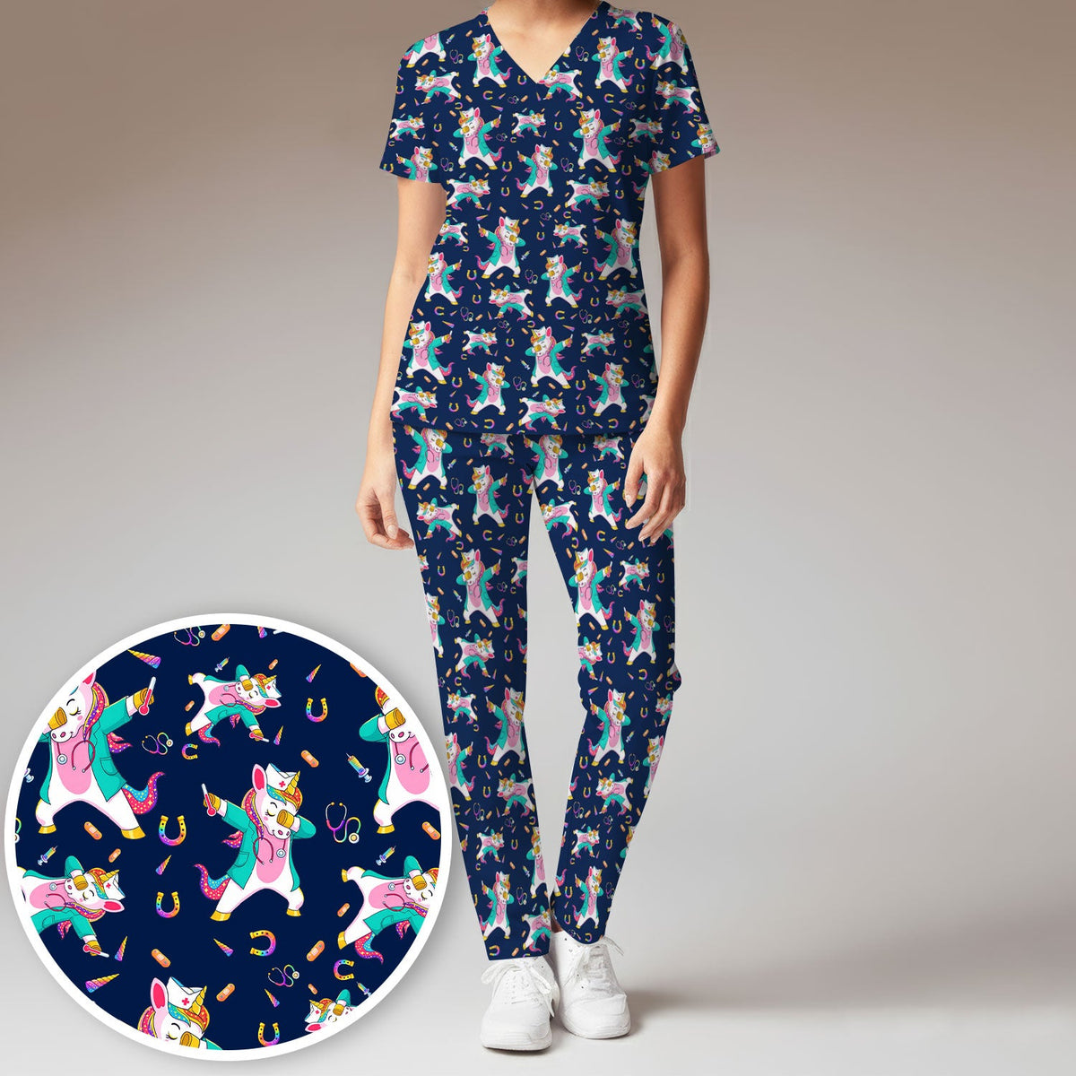 Unicorn Dance Nurse Scrub Set